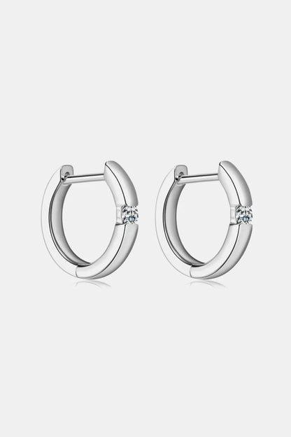 Moissanite 925 Sterling Silver Huggie Earrings Silver One Size