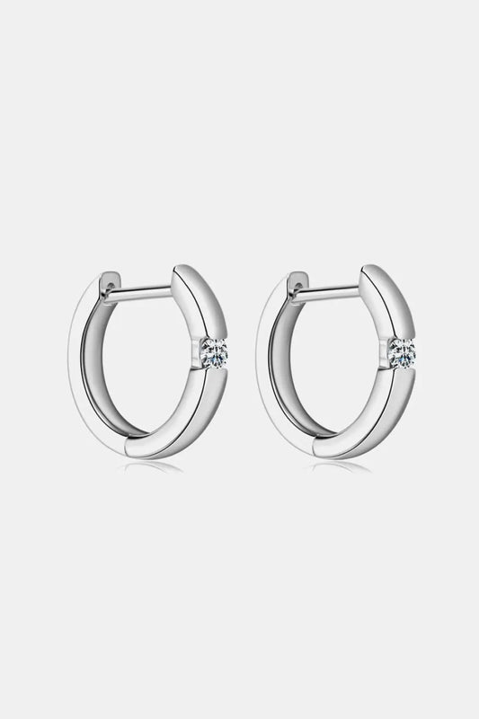Moissanite 925 Sterling Silver Huggie Earrings Silver One Size