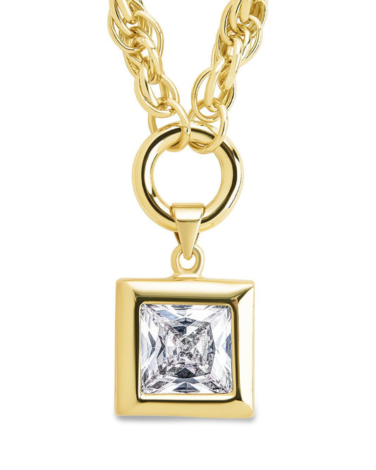Bess CZ Statement Chain Necklace Gold