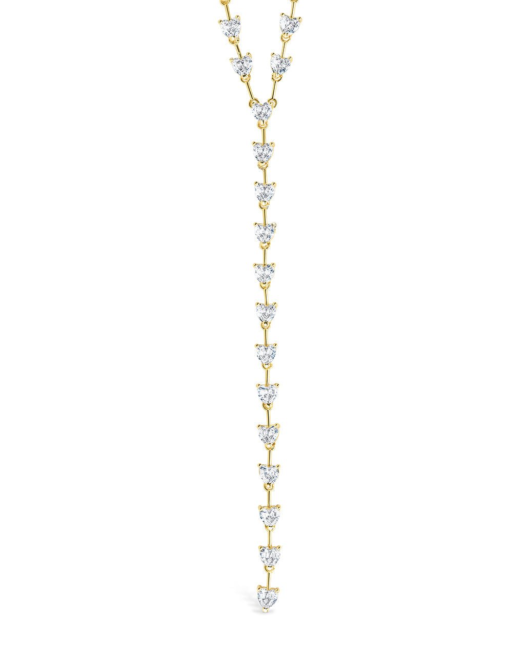 Tasha CZ Stationed Heart Lariat Necklace Gold