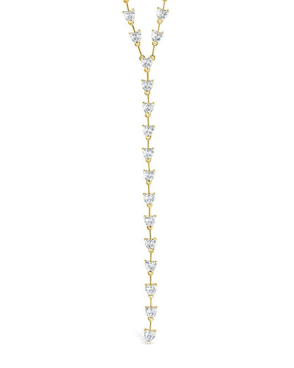 Tasha CZ Stationed Heart Lariat Necklace Gold