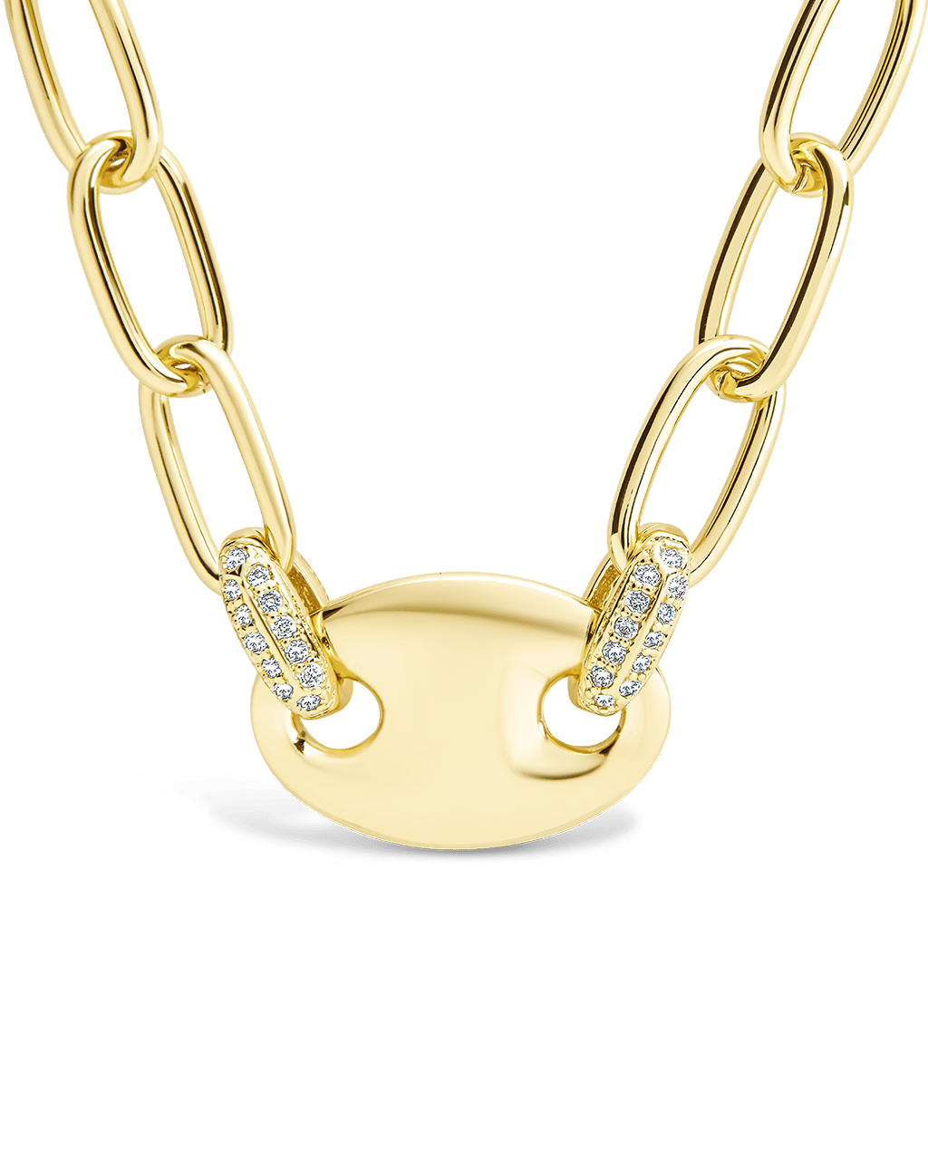Bliss CZ Anchor Chain Necklace Gold