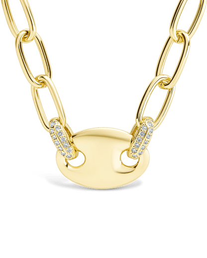 Bliss CZ Anchor Chain Necklace Gold