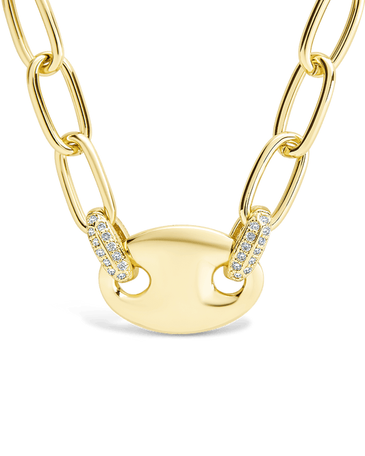 Bliss CZ Anchor Chain Necklace Gold