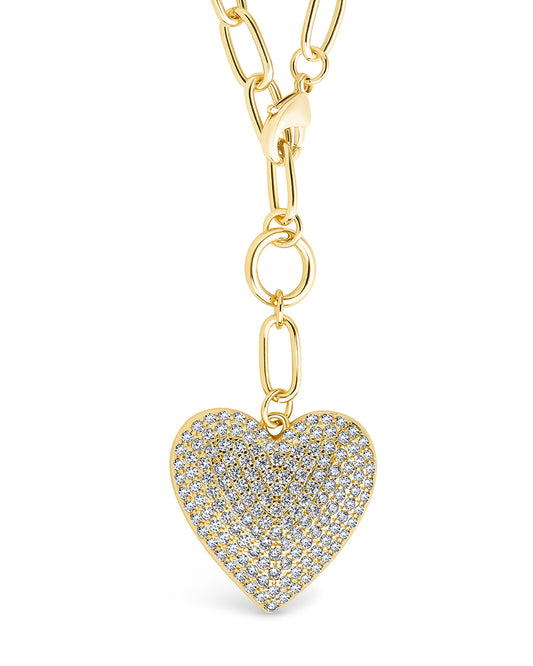 Disco Heart CZ Statement Necklace Gold