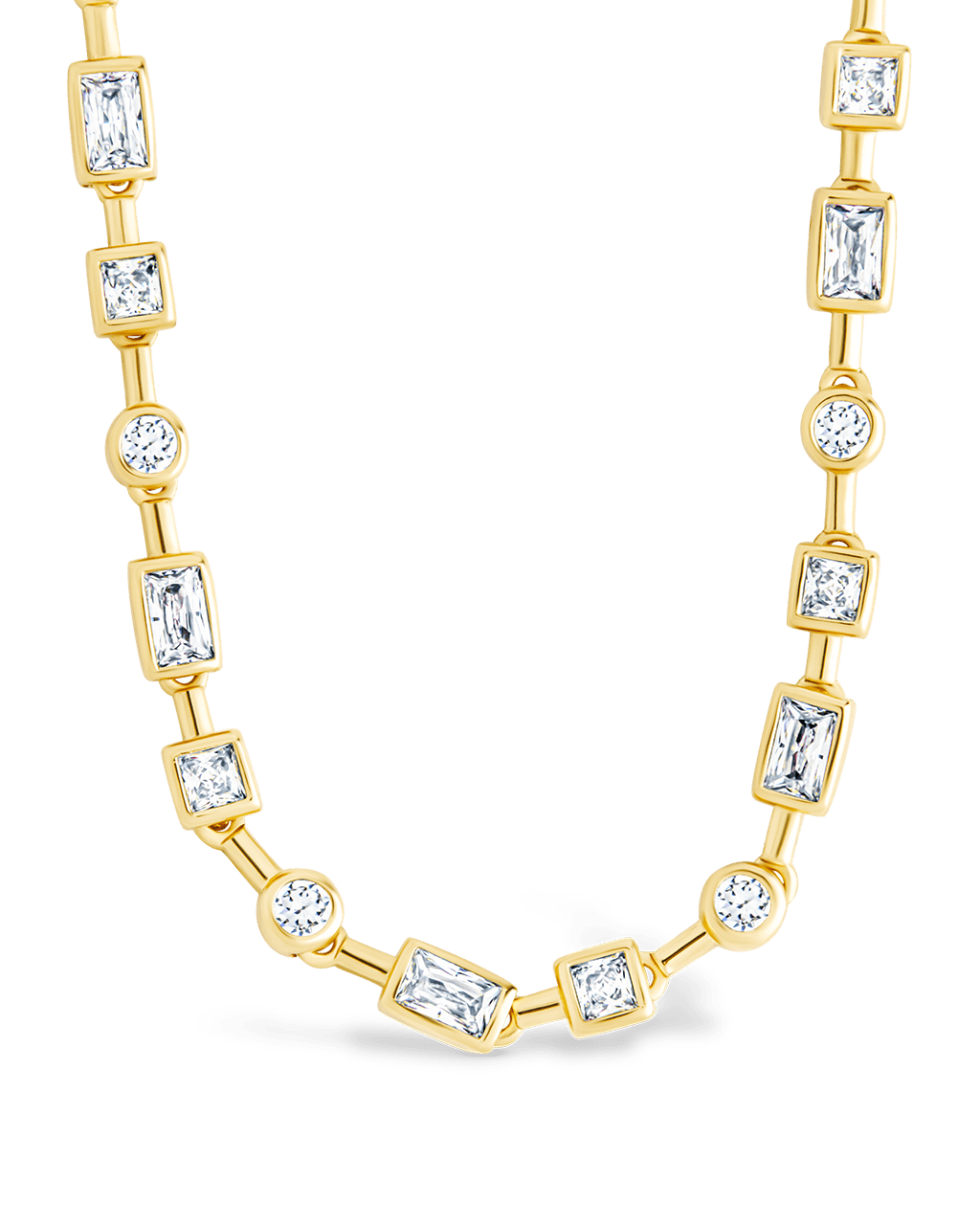 Camden Adjustable CZ Staggered Tennis Necklace Gold