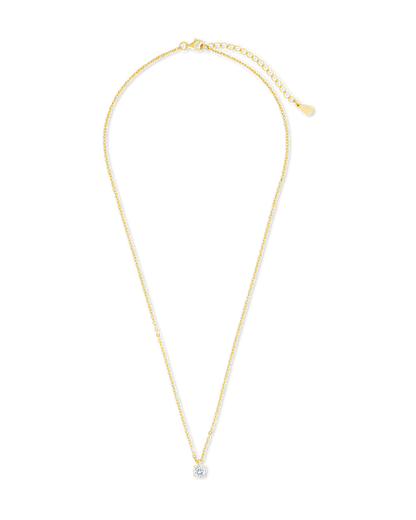 Sterling Silver Round CZ Prong Set Pendant