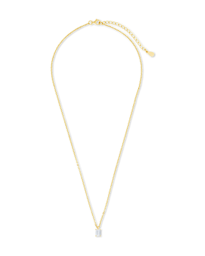 Sterling Silver Emerald Prong Set Pendant