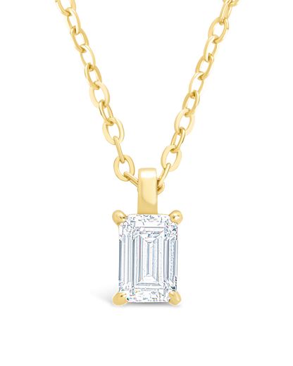 Sterling Silver Emerald Prong Set Pendant Gold