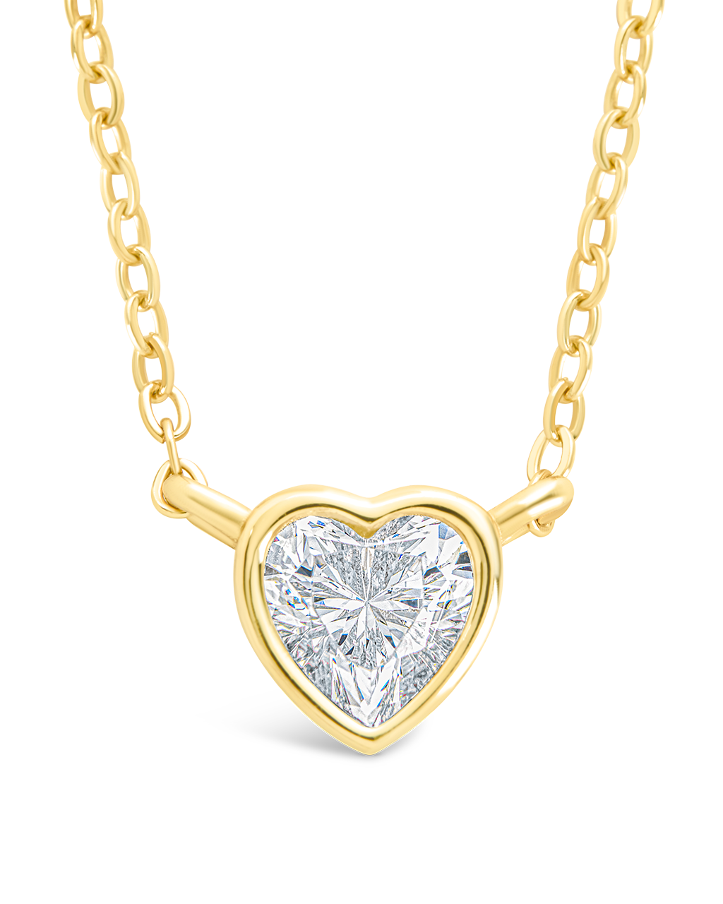 Sterling Silver Heart Bezel Set Pendant Gold