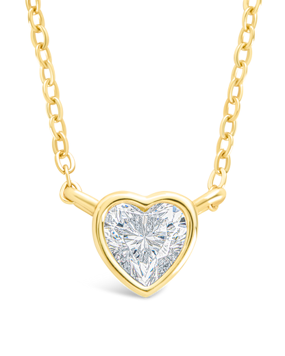 Sterling Silver Heart Bezel Set Pendant Gold