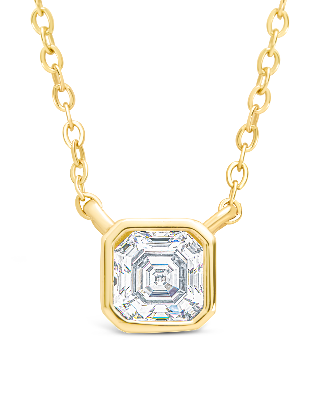 Sterling Silver Asscher Bezel Set Pendant Gold