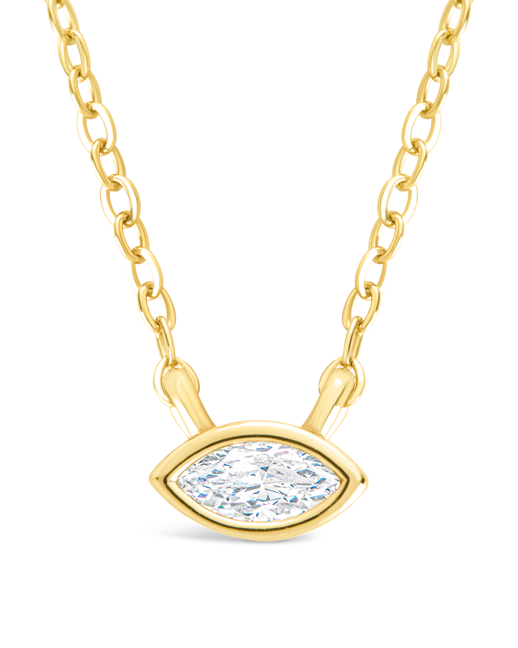 Sterling Silver Marquise Bezel Set Pendant Gold