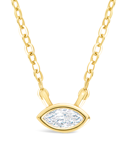 Sterling Silver Marquise Bezel Set Pendant Gold