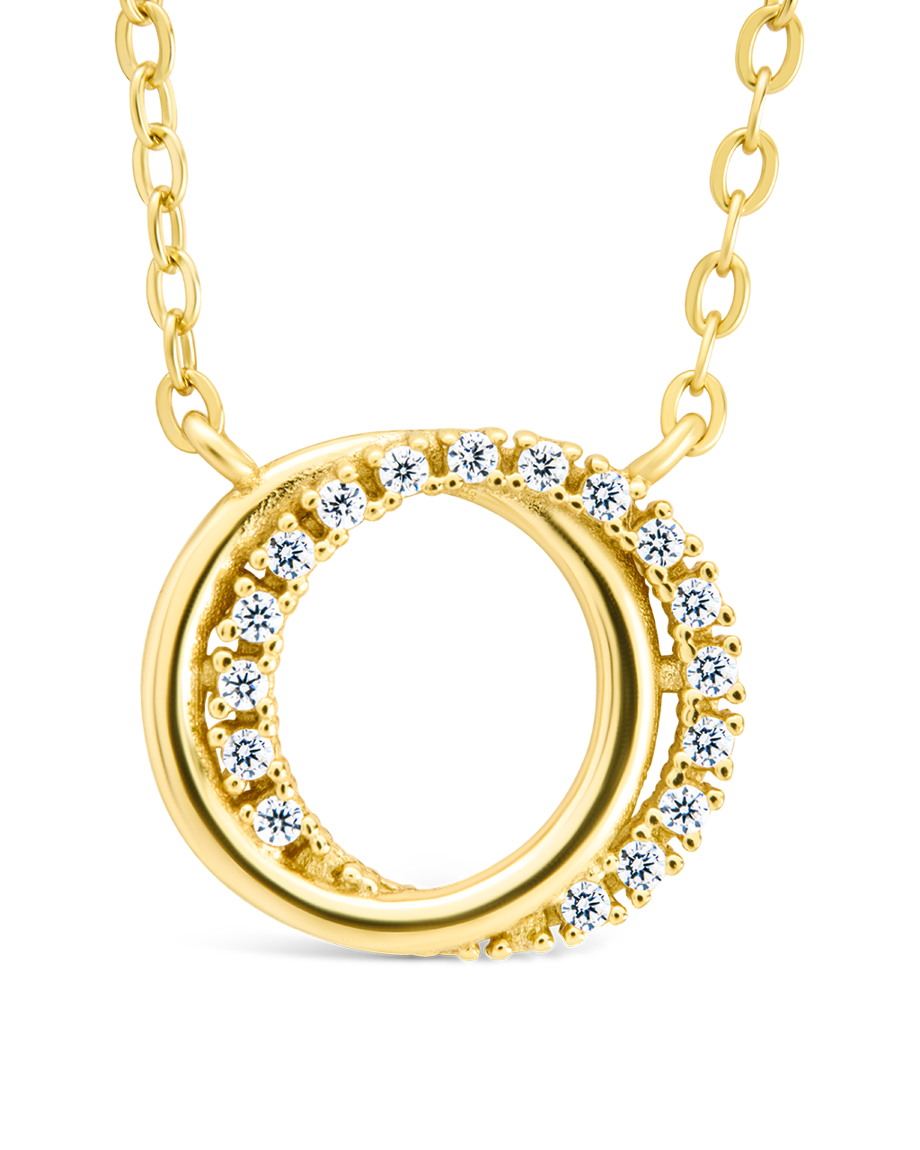 Sterling Silver CZ Interlocking Circle Pendant Gold