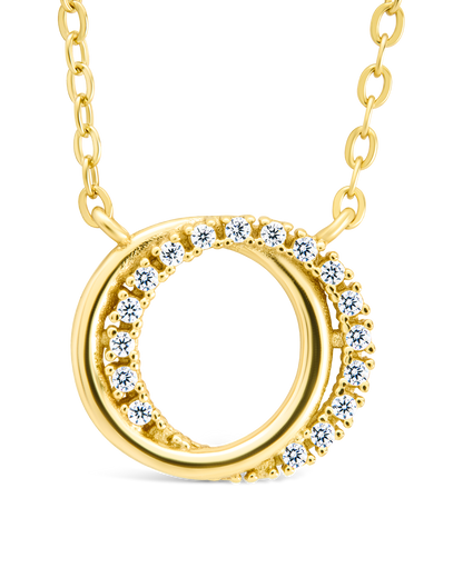 Sterling Silver CZ Interlocking Circle Pendant Gold