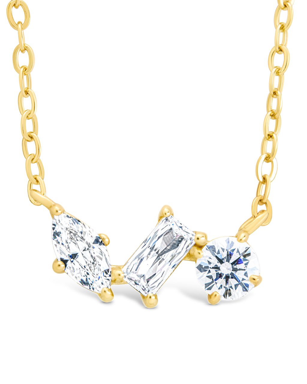 Sterling Silver Trio Cut Pendant Gold