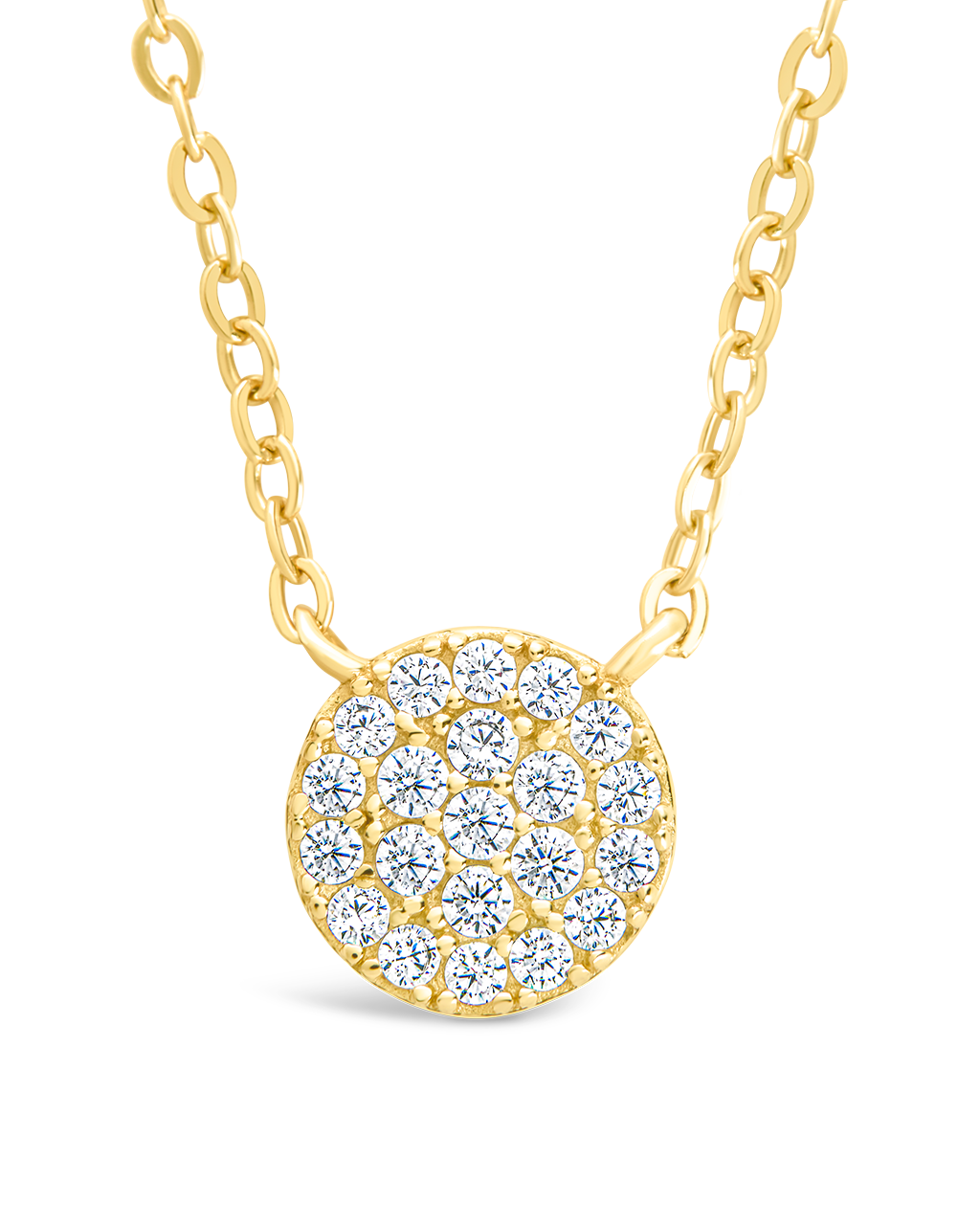 Sterling Silver CZ Disc Pendant Gold