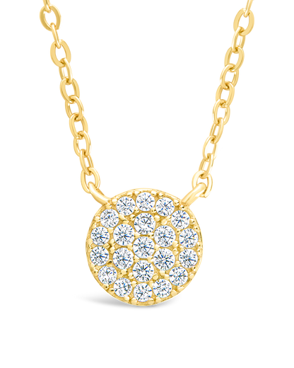 Sterling Silver CZ Disc Pendant Gold