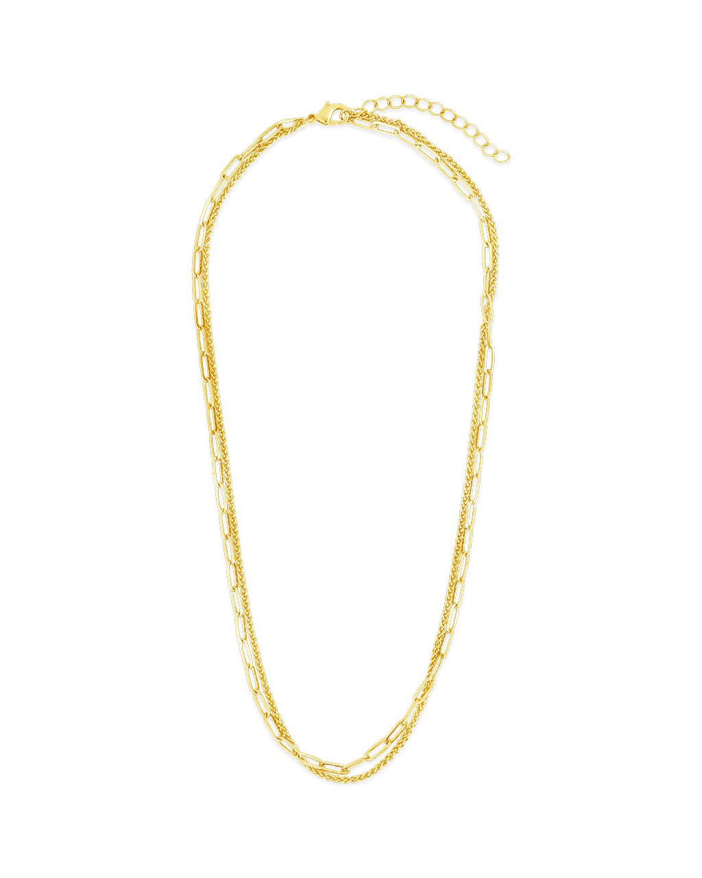 Emery Paperclip & Curb Chain Layered Necklace