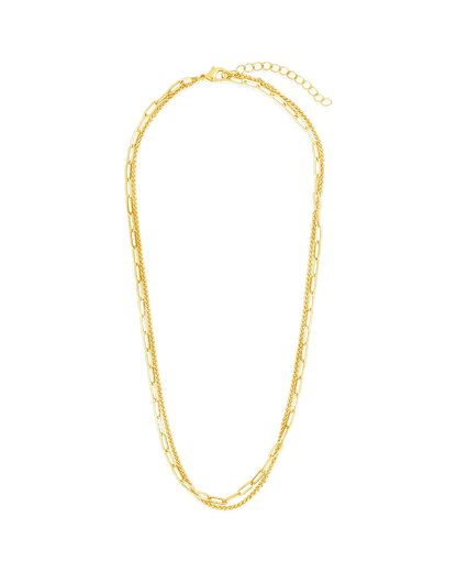 Emery Paperclip & Curb Chain Layered Necklace