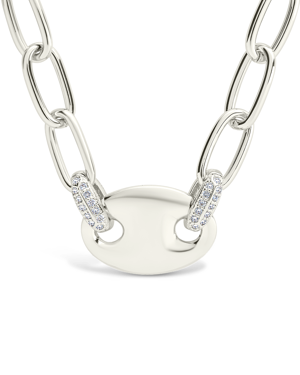 Bliss CZ Anchor Chain Necklace Silver