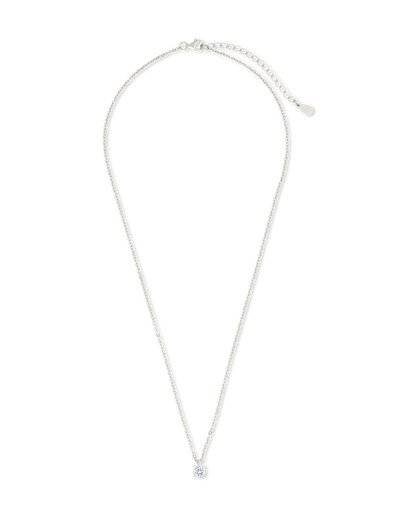 Sterling Silver Round CZ Prong Set Pendant
