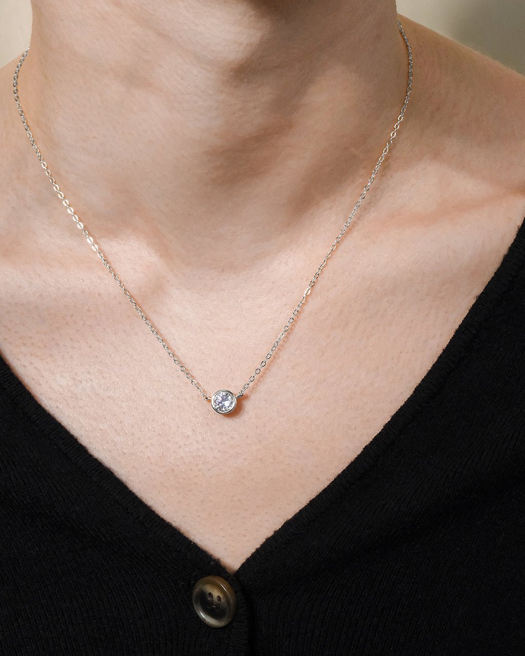 Sterling Silver Round Bezel Set Pendant