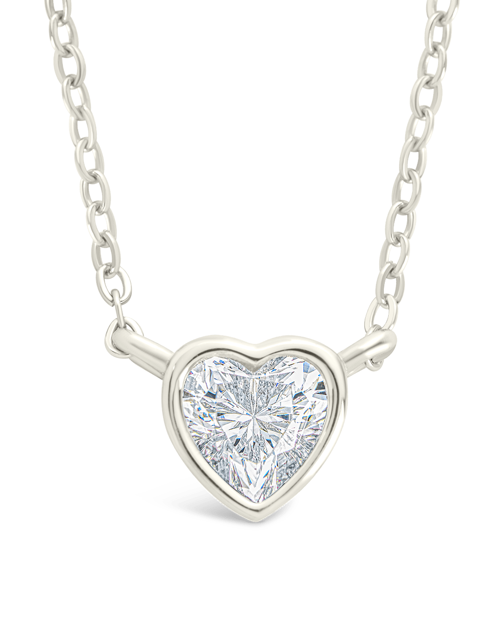 Sterling Silver Heart Bezel Set Pendant Silver