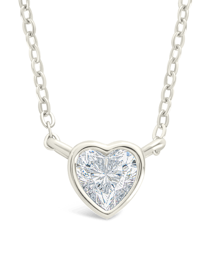 Sterling Silver Heart Bezel Set Pendant Silver