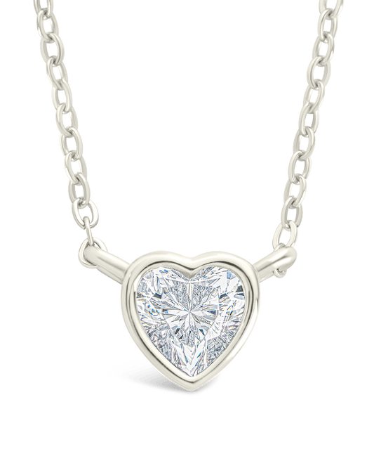 Sterling Silver Heart Bezel Set Pendant Silver