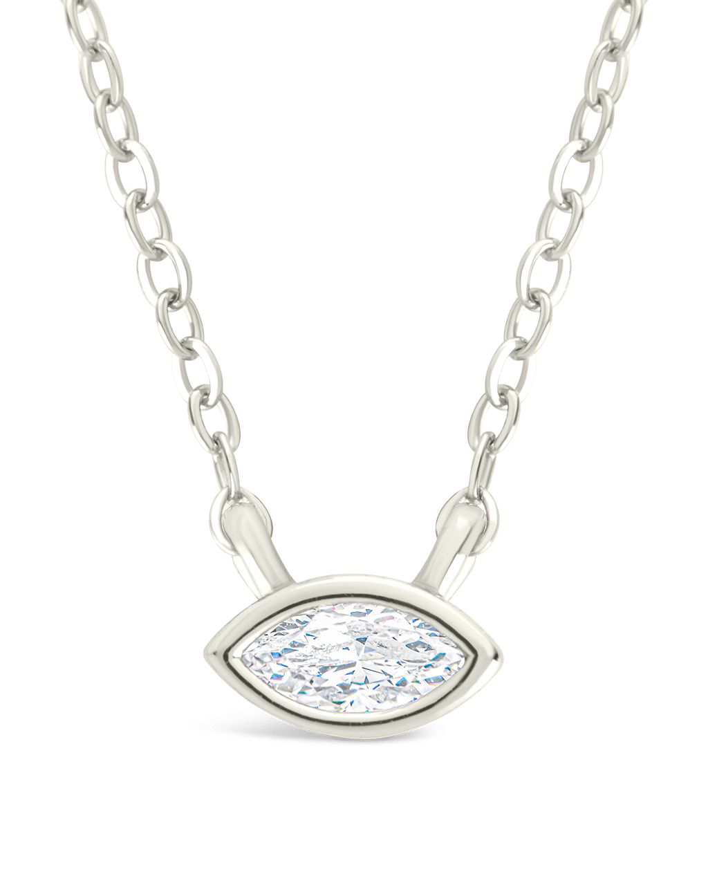 Sterling Silver Marquise Bezel Set Pendant Silver
