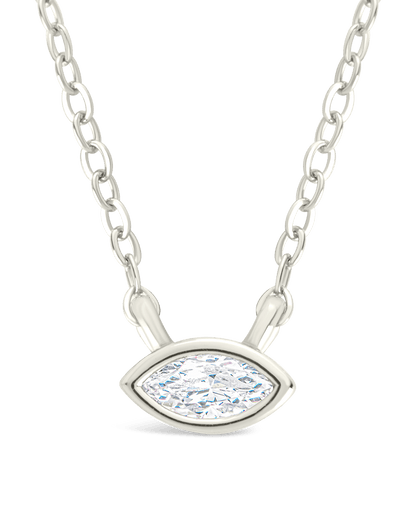 Sterling Silver Marquise Bezel Set Pendant Silver