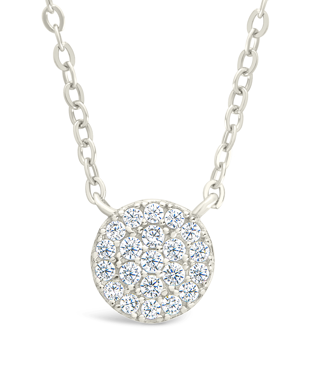 Sterling Silver CZ Disc Pendant Silver