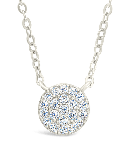 Sterling Silver CZ Disc Pendant Silver