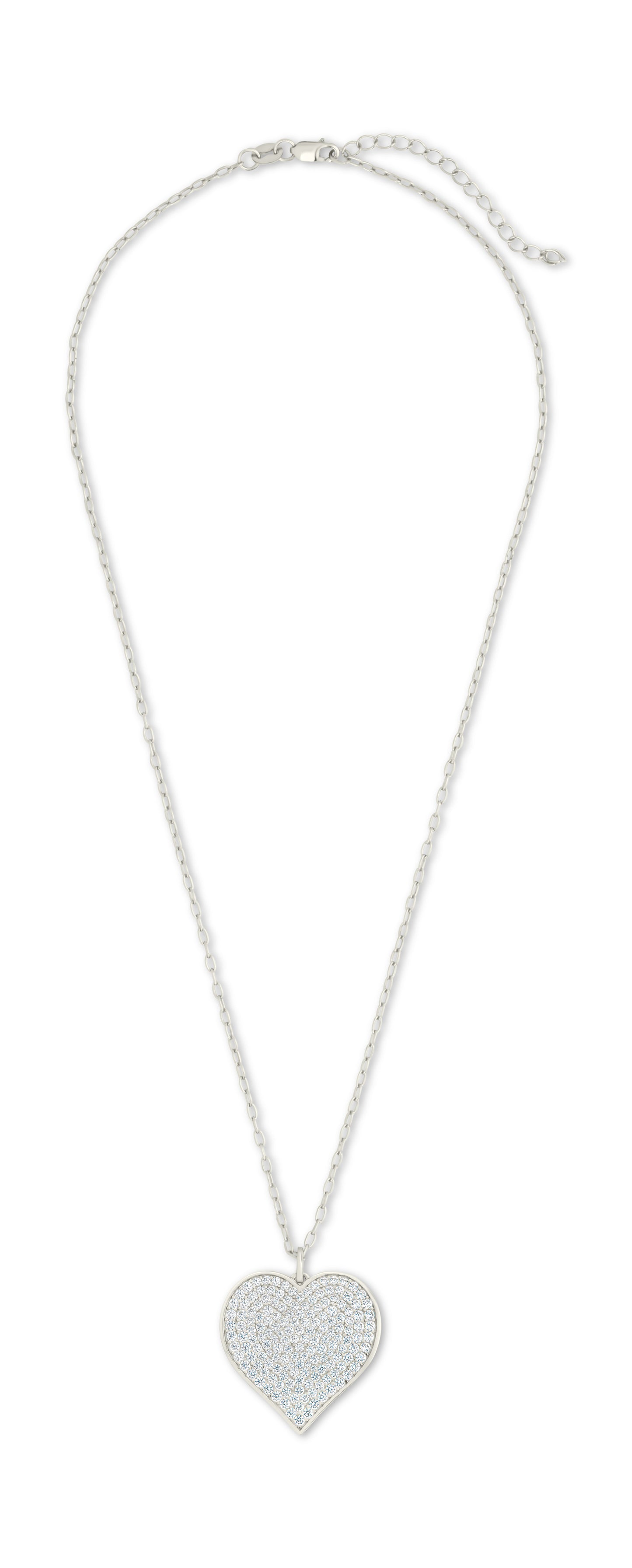 Sterling Silver CZ Statement Heart Pendant