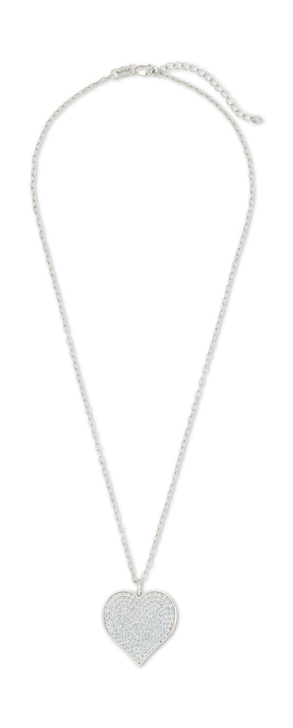 Sterling Silver CZ Statement Heart Pendant