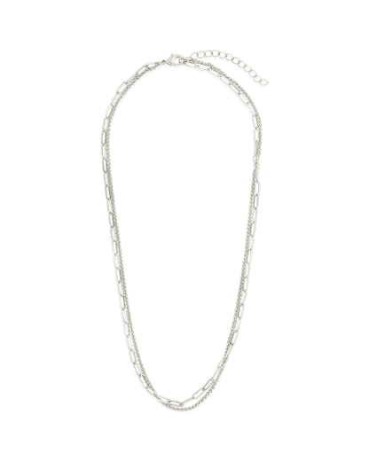 Emery Paperclip & Curb Chain Layered Necklace