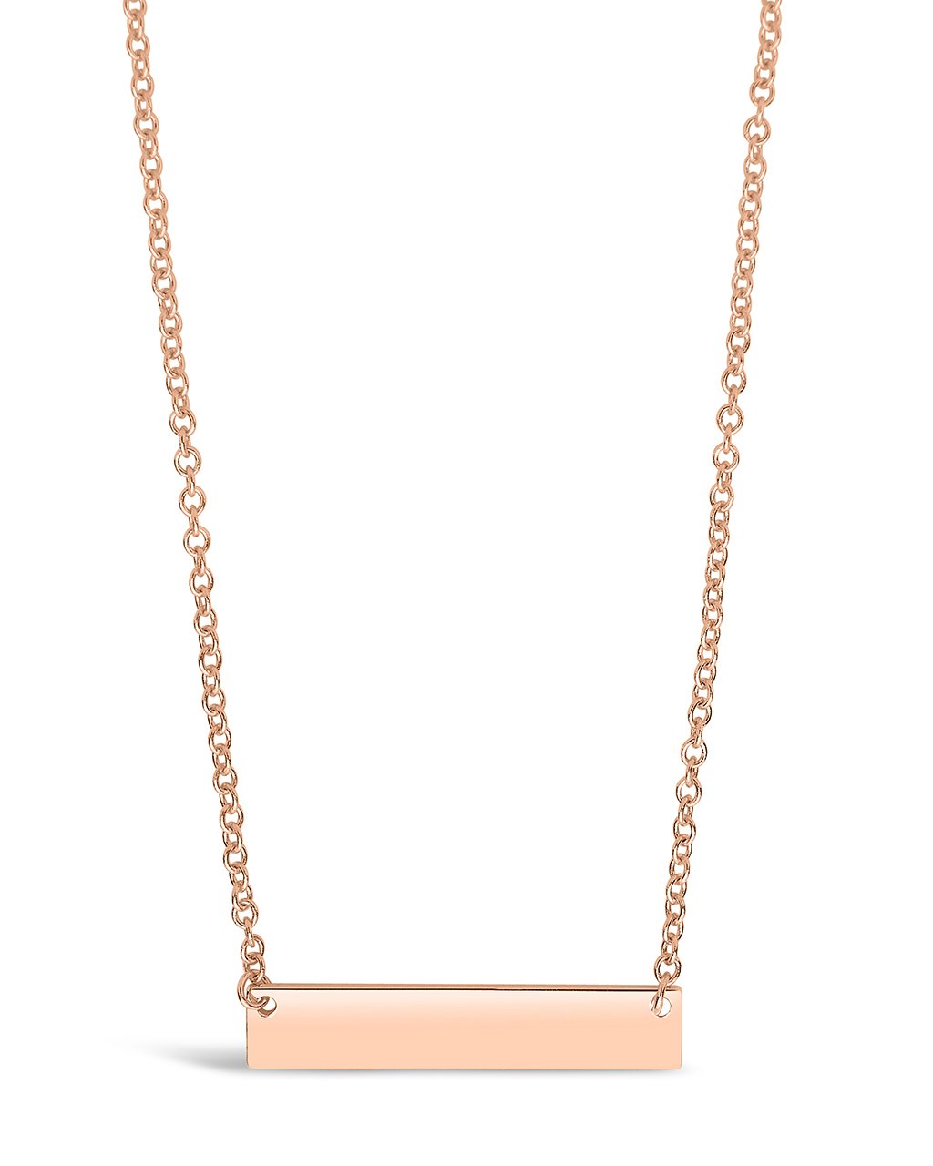 Sterling Silver Mini Bar Pendant Rose Gold