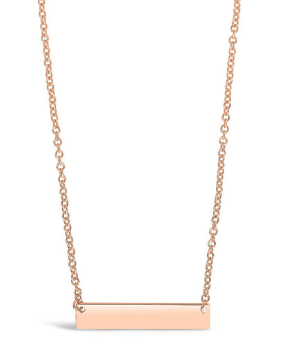 Sterling Silver Mini Bar Pendant Rose Gold