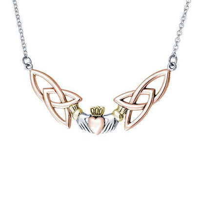 Celtic Claddagh Trinity Knot Three Tone Necklace OTN093