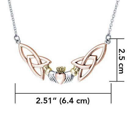 Celtic Claddagh Trinity Knot Three Tone Necklace OTN093
