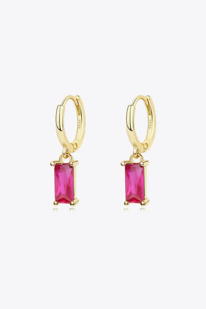 Retro 925 Sterling Silver Cubic Zirconia Drop Earrings Gold Rose One Size