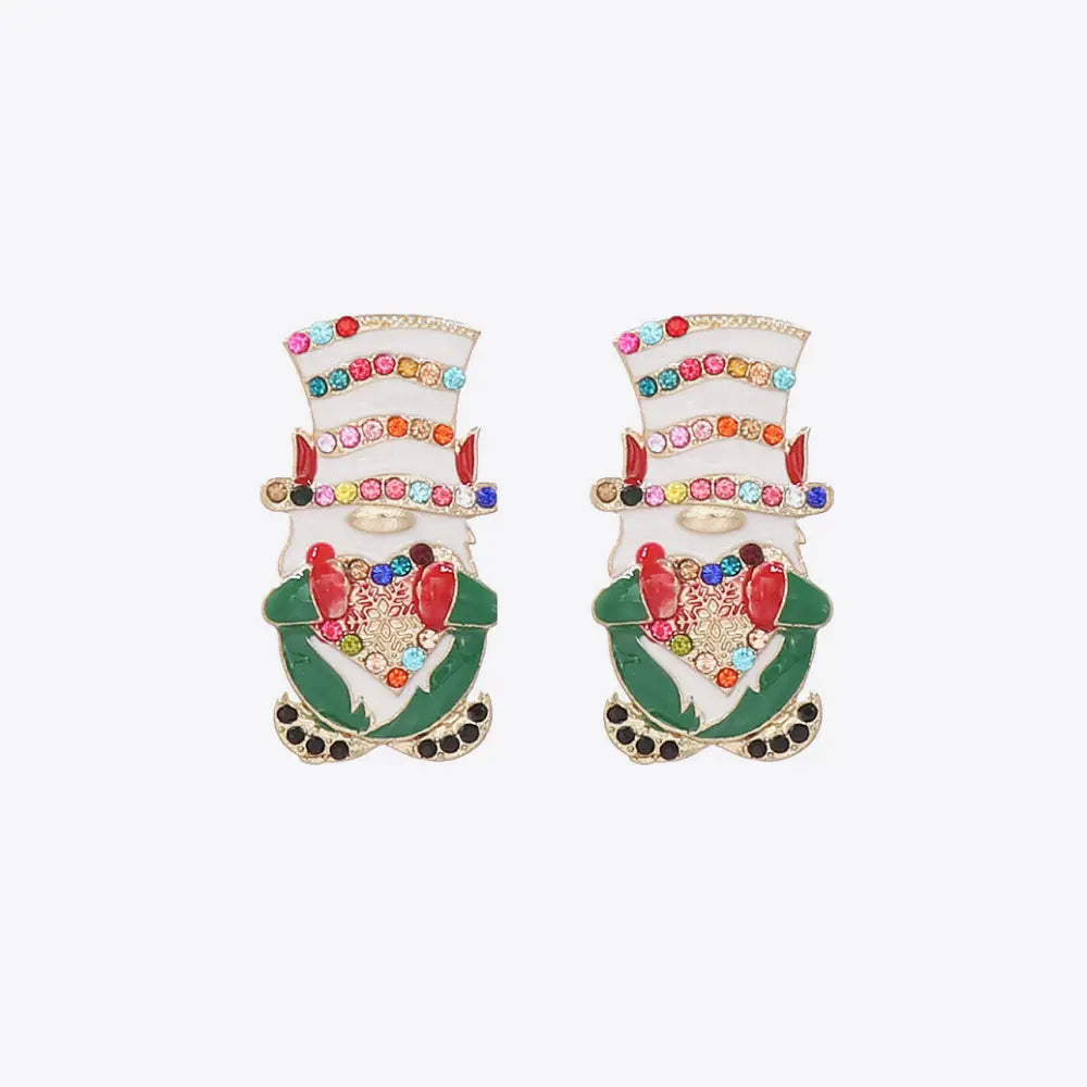 Rhinestone Alloy Santa Earrings Multicolor One Size
