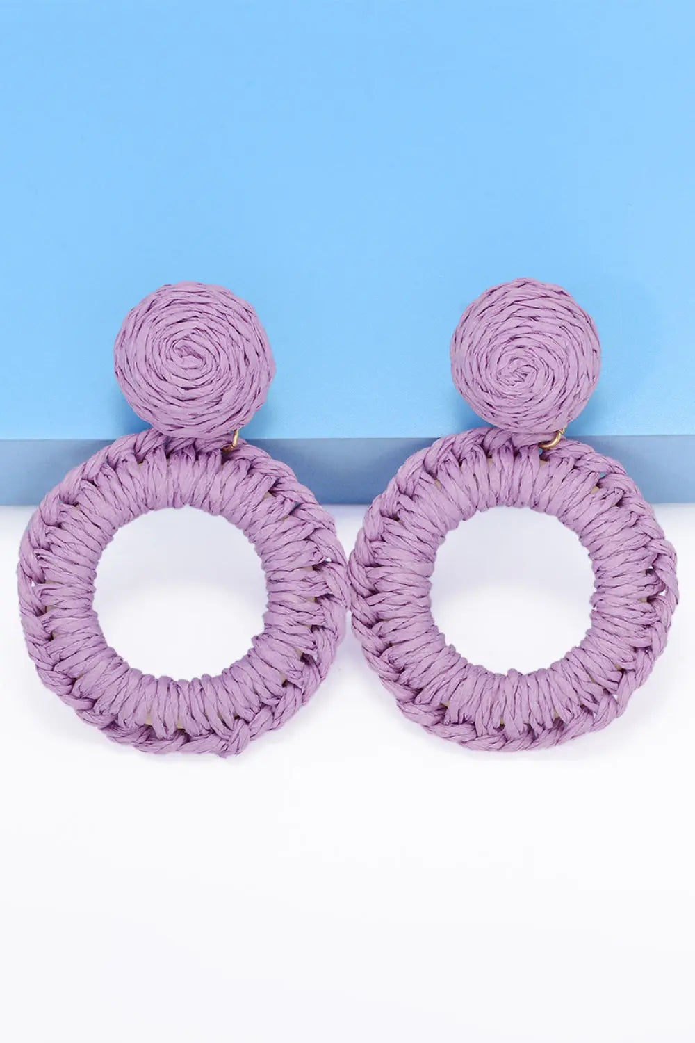 Round Shape Raffia Grass Dangle Earrings