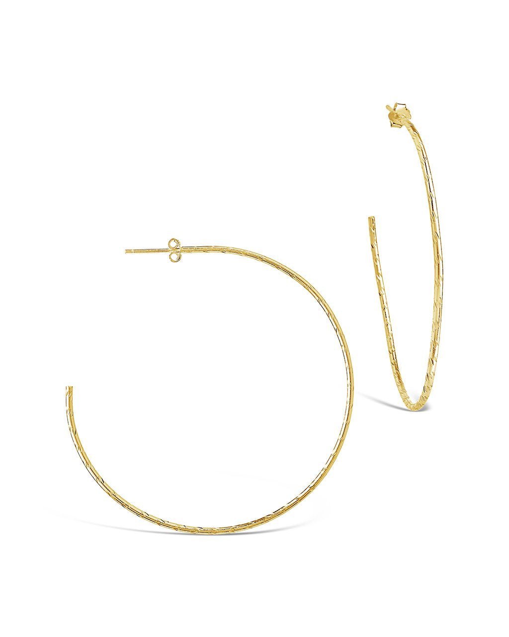 Sterling Silver Textured Hoops Gold