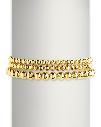 Sterling Silver Beaded Stretch Bracelet Sets