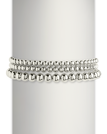 Sterling Silver Beaded Stretch Bracelet Sets