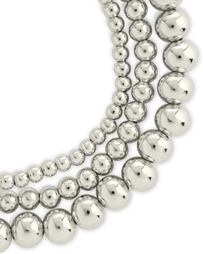 Sterling Silver Beaded Stretch Bracelet Sets