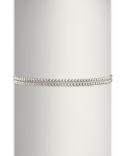 Sterling Silver Beaded Stretch Bracelet Sets